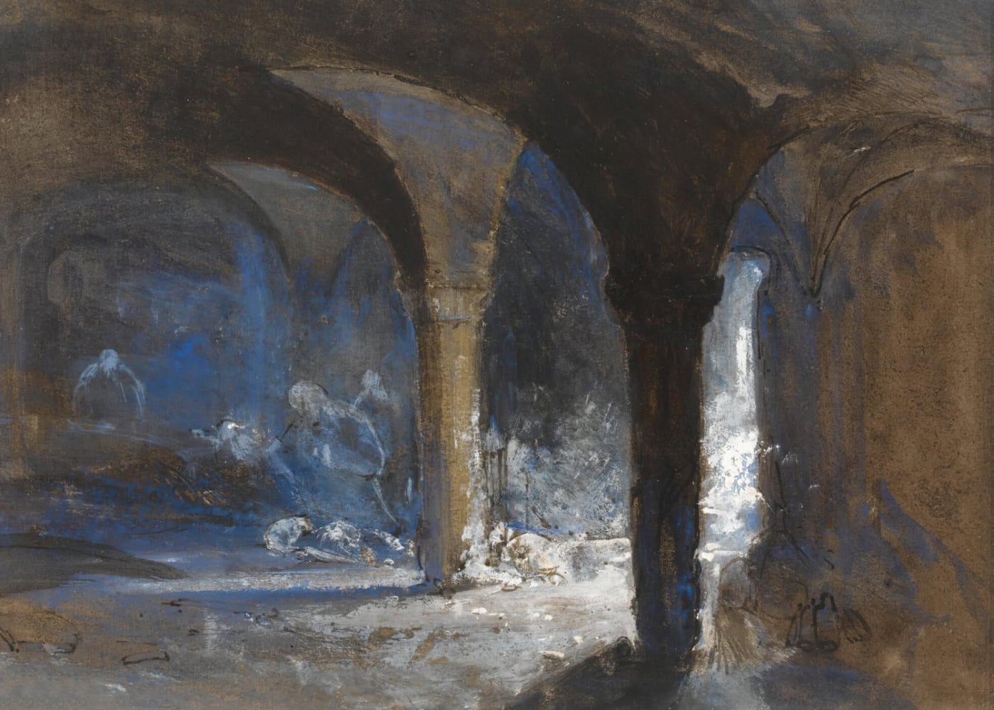 Crypt of the Bishop's Palace during the Bristol Riots