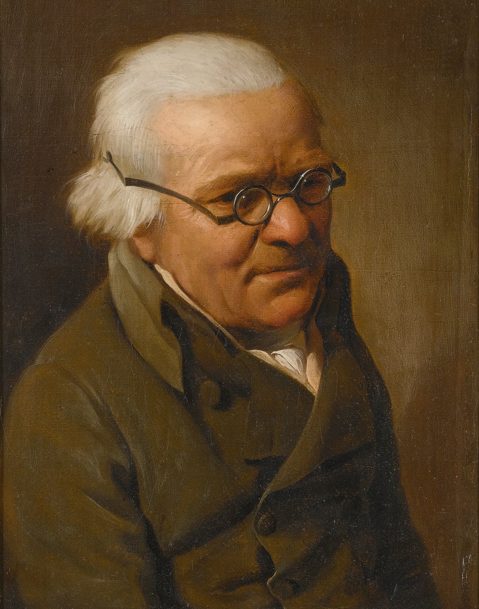 Portrait Of A White-Haired Man, Half Length, Wearing Glasses