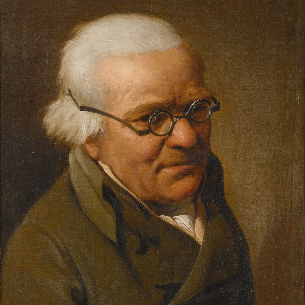 Portrait Of A White-Haired Man, Half Length, Wearing Glasses
