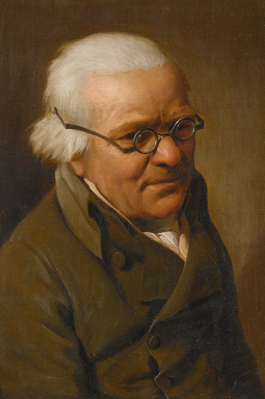 Portrait Of A White-Haired Man, Half Length, Wearing Glasses