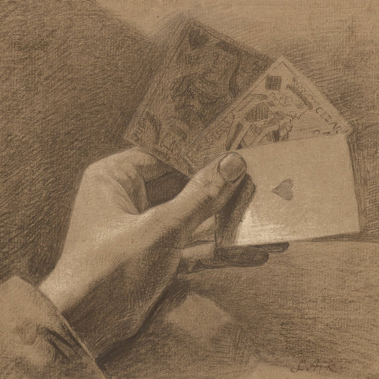 Hand met drie speelkaarten (Hand with Three Playing Cards)